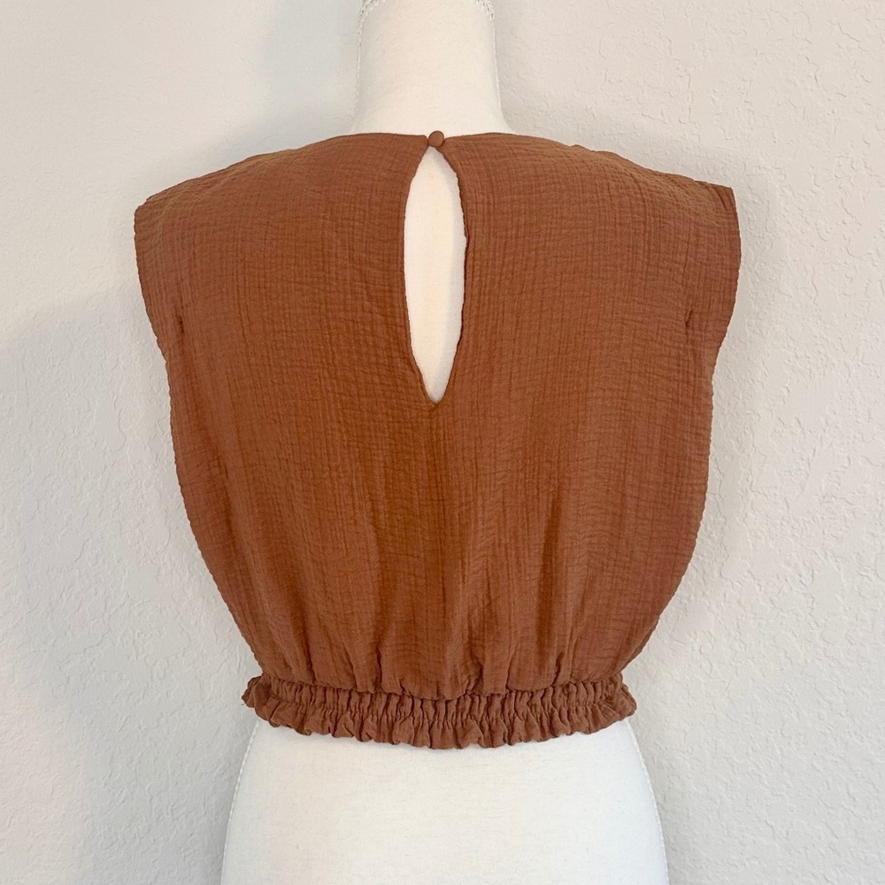 A New Day, Rust Orange Textured Sleeveless Crop Top, Size S - Picture 3 of 8